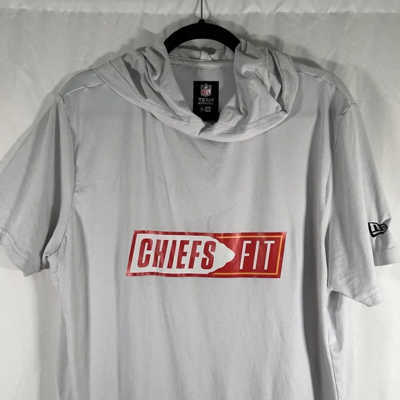 Chiefs Fit Hoodie Men's Large Grey Short Sleeve Lightweight - Picture 2 of 11
